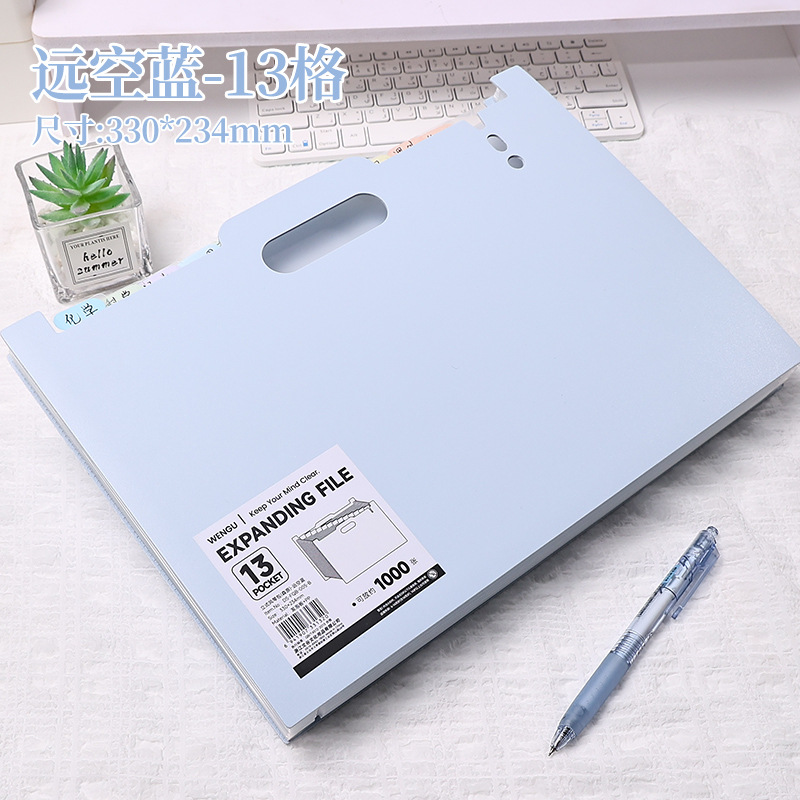A4 bolsa de acordeón estudiante papel de prueba retráctil de almacenamiento artefacto 13 carpeta vertical de escritorio de gran capacidad