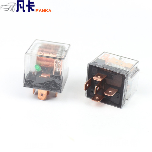 Car waterproof relay 80A car modified headlight relay with indicator light 12v24v double contacts