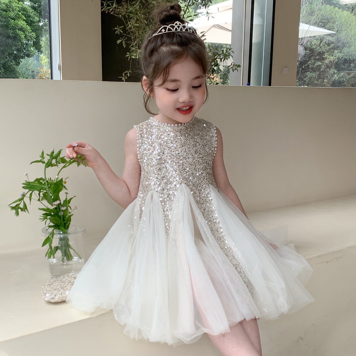 Girls' 2026 Summer New Mermaid Bow Performance Princess Birthday Dress Internet Celebrity Dress Children's Clothing