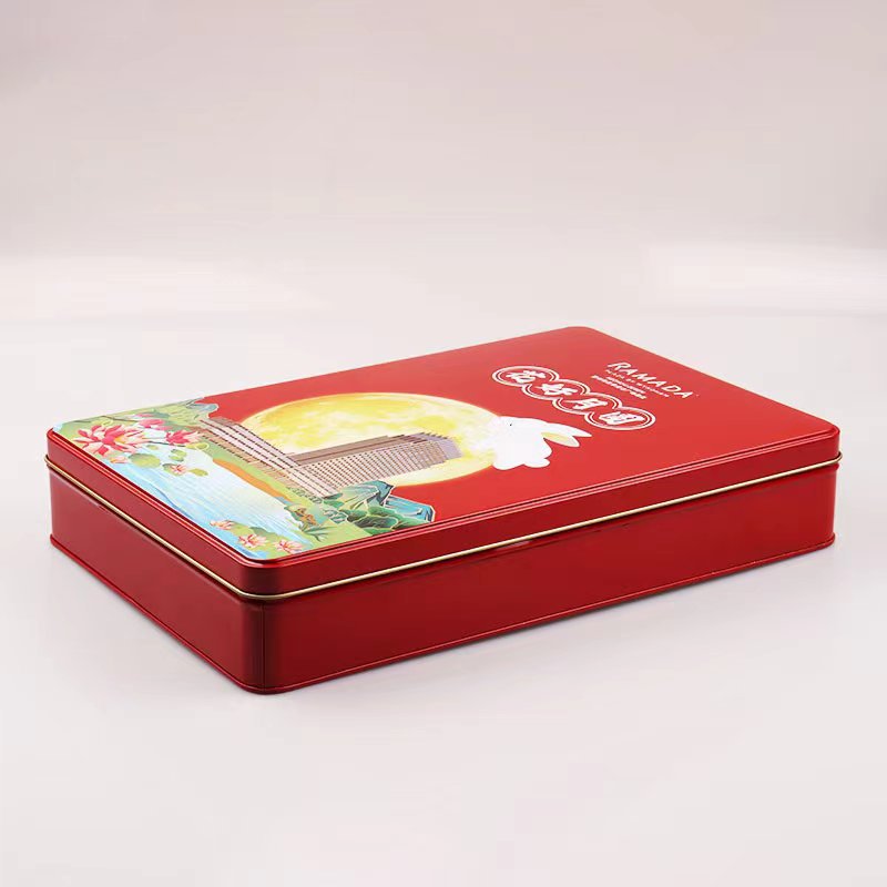 花好月圆月饼铁盒 锣底外卷长方形马口铁盒 食品包装方形金属盒