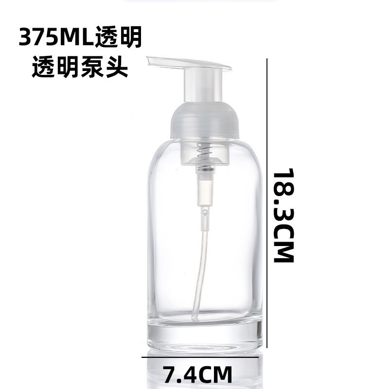 Venta al por mayor 375ml mousse espuma botella 250ml desinfectante de manos botella de espuma tipo de prensa de vidrio sub-botella burbujeador