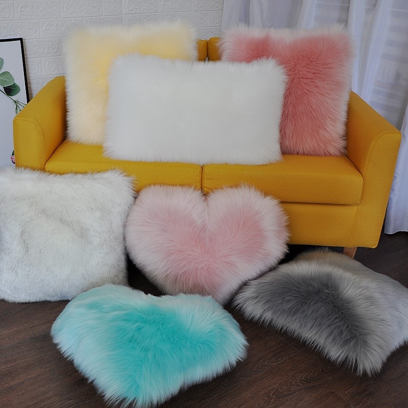 2021亚马逊跨境爆款家居ins北欧仿羊毛长毛绒沙发抱枕套 靠枕套