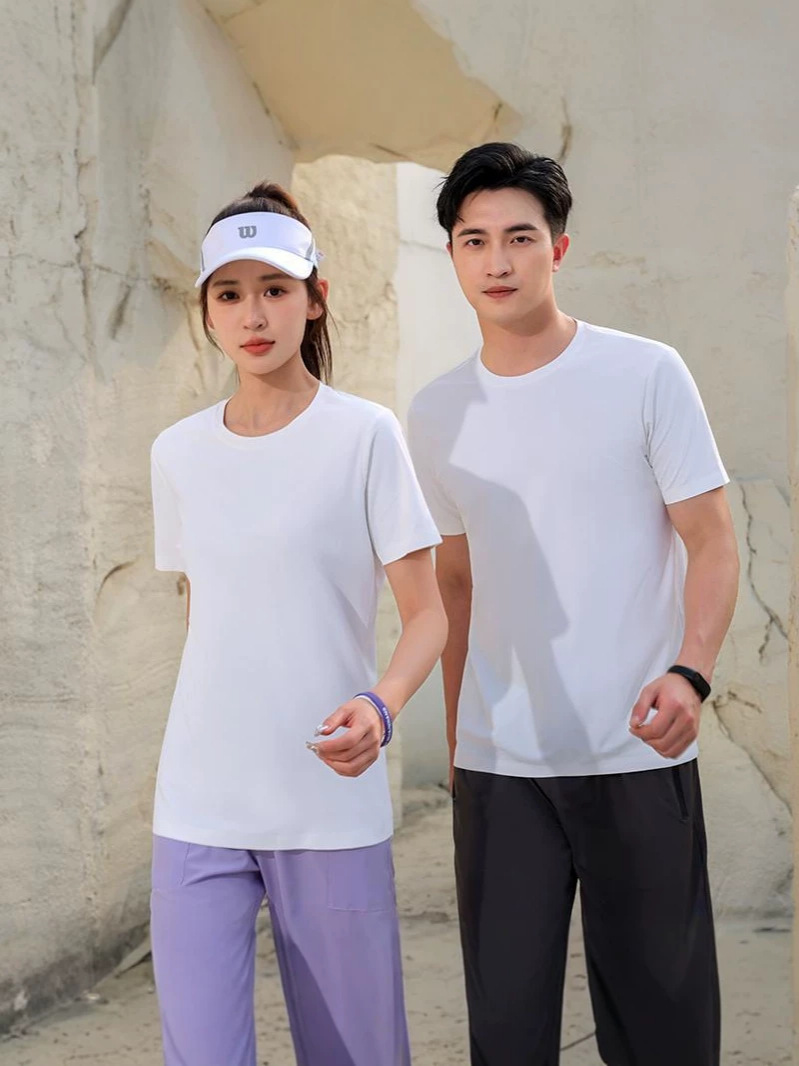 Customizable Brave Series Seamless Round-Neck Tops, Quick-Drying, Breathable, Non-Sticky Ice Silk Round-Neck T-Shirts with Custom Logo