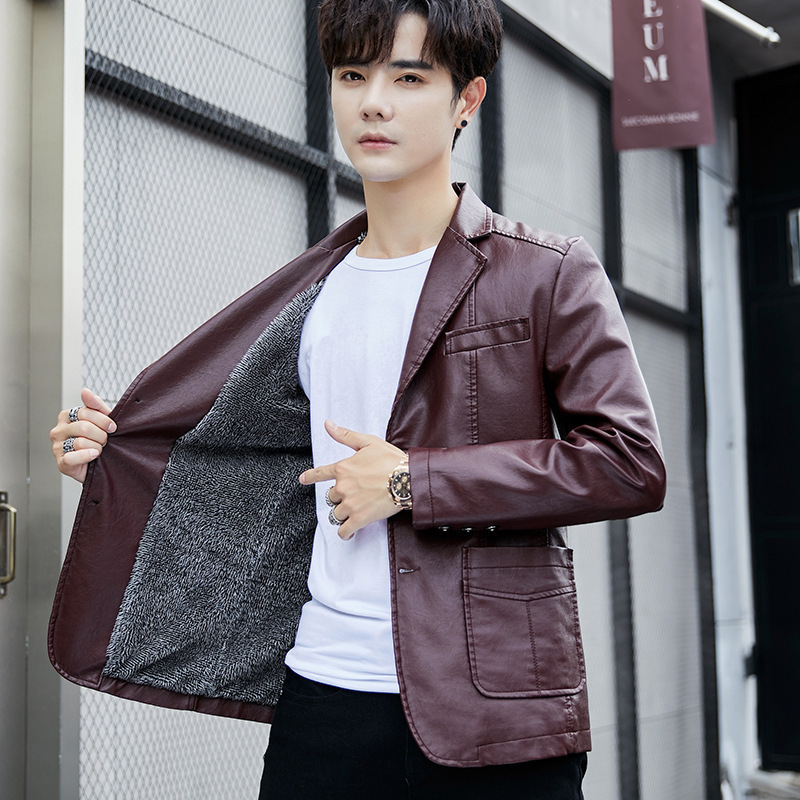 Chaqueta de cuero para hombre 2024 primavera y otoño nueva moda locomotora delgada versión coreana hermosa chaqueta de cuero de negocios de cuero para jóvenes