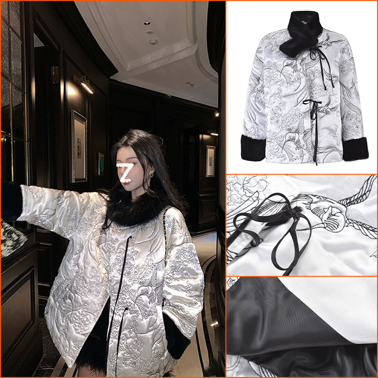 秋冬款新中式国风设计感高级感气质洋气刺绣名媛风棉服外套 LZ540