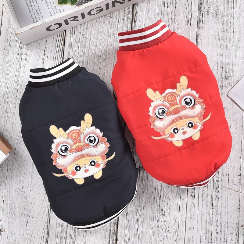 Домашние животные Одежда Бейсбольная одежда Хлопковая одежда Новый год Праздничная собака Маленькая собака Осенняя зимняя теплая куртка