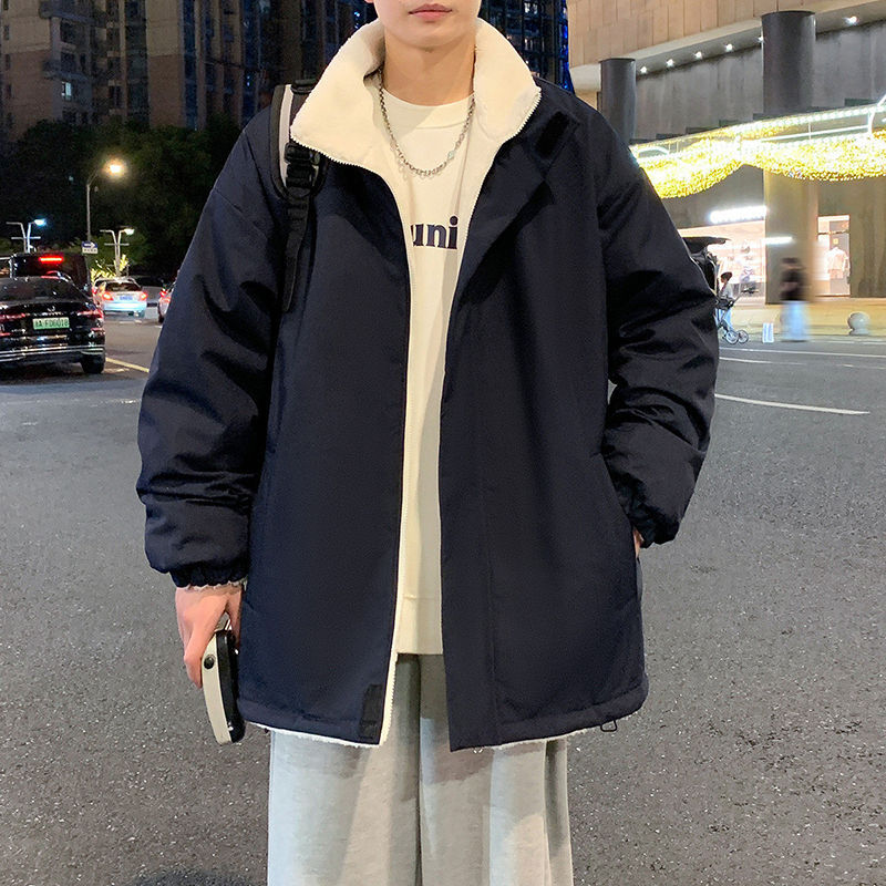 两面穿棉服男女款2024冬季青年加厚宽松潮流翻领外套潮牌防水棉衣