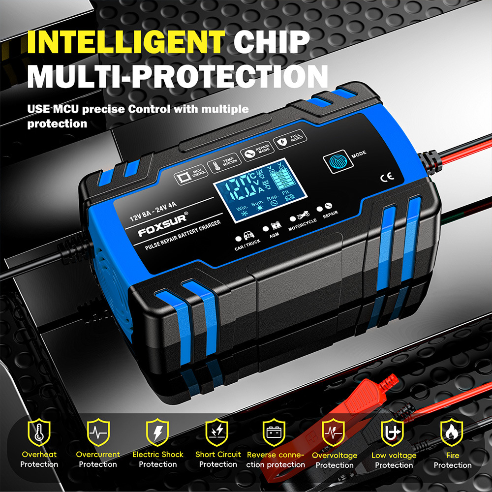 Multi-Stage Automatic Smart Battery Charger 100-240V battery charging