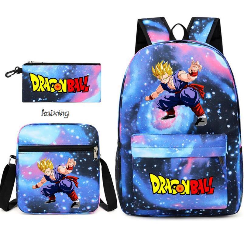 Juventud Dragon Ball mochila estudiante bolsa de hombro bolsa de viaje conjunto de 3 piezas
