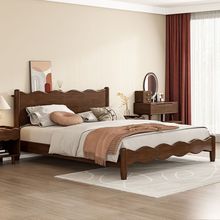 法式全实木床古风北欧胡桃1.5波浪双人床主卧现代简约复古婚床