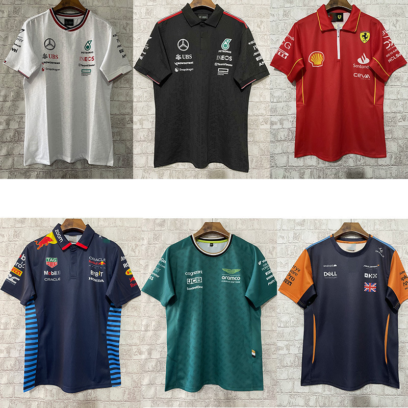 Cross-Border Aston Martin Ferrari Red Bull Mclaren Mercedes Racing Suit Sports Short-Sleeved Casual Wear Cross-Border Aston Martin Ferrari Red Bull Mclaren Mercedes Racing Suit Sports Short-Sleeved Casual Wear