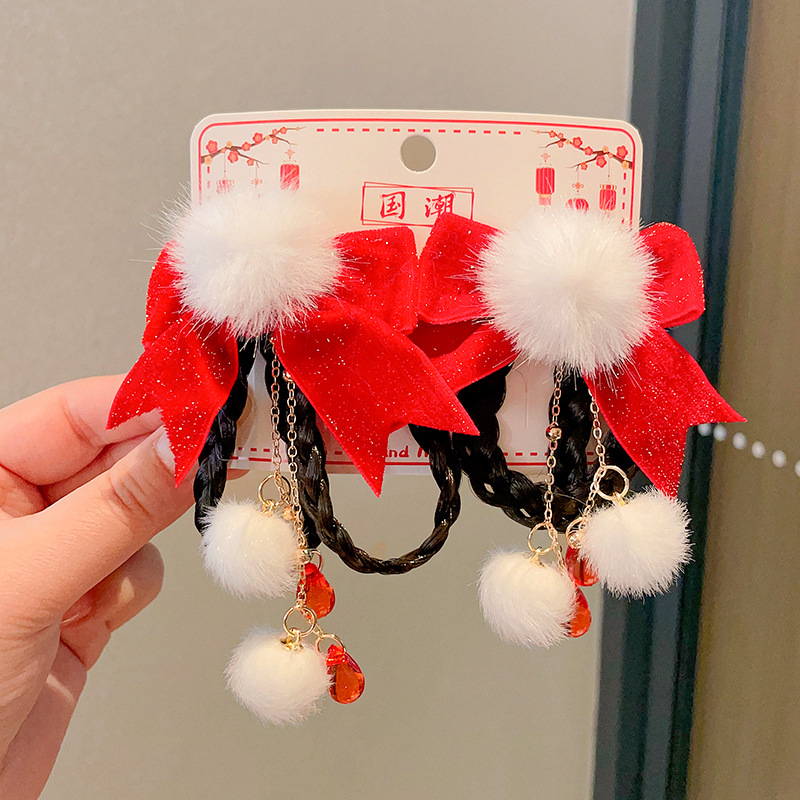 Año Nuevo accesorios para el cabello para niños arco de bordilla pinzas de cabello para niñas vestidos festivos vestidos chinos toques de cabello para niñas joyas de tarjetas de cabello