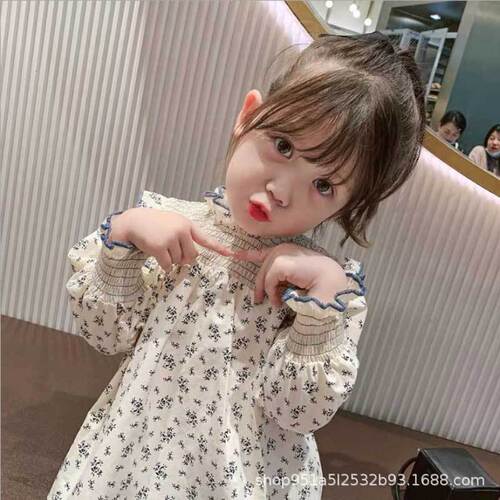 Girls Floral Long Sleeve Doll Shirt Korean Style 2024 Autumn New Style Baby Girl Fashionable Princess Bottoming Thin Top