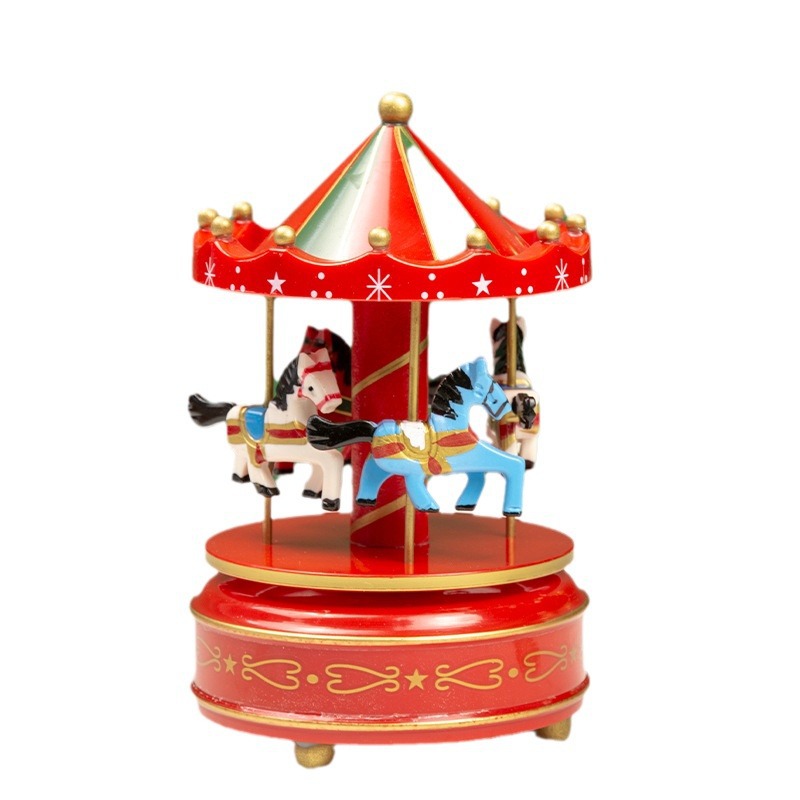 Caja de Música Creativa del carrusel caja de música de regalo de Navidad regalo de cumpleaños decoración de escritorio Decoración
