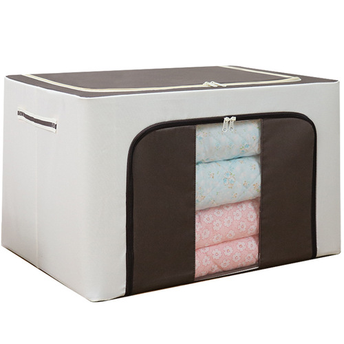 Pure Color Steel Frame Fabric Storage Cabinet Wardrobe Organizer Storage Box Transparent Storage Box for Blankets Clothes Storage Box