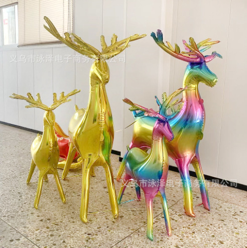国境を越えた立っている動物アルミフィルム風船、カラフルなトナカイのパーティーデコレーション、クリスマスシーンの立体的な装飾|undefined