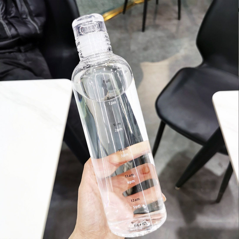 Taza de agua de vidrio para niños con escala de tiempo, alta calidad facial, transparente y portátil, taza de agua de jugo de fruta de gran capacidad