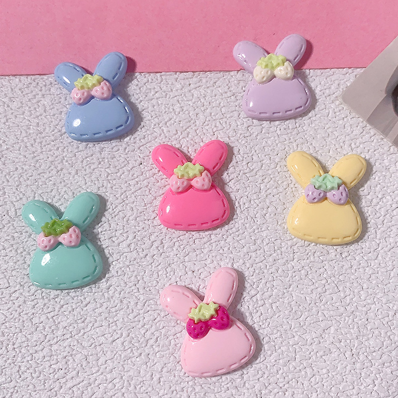 Nuevo color caramelo lindo conejo DIY accesorios de resina crema pegamento para el cabello accesorios para el cabello agujero abrazadera de zapatos agujero material hecho a mano