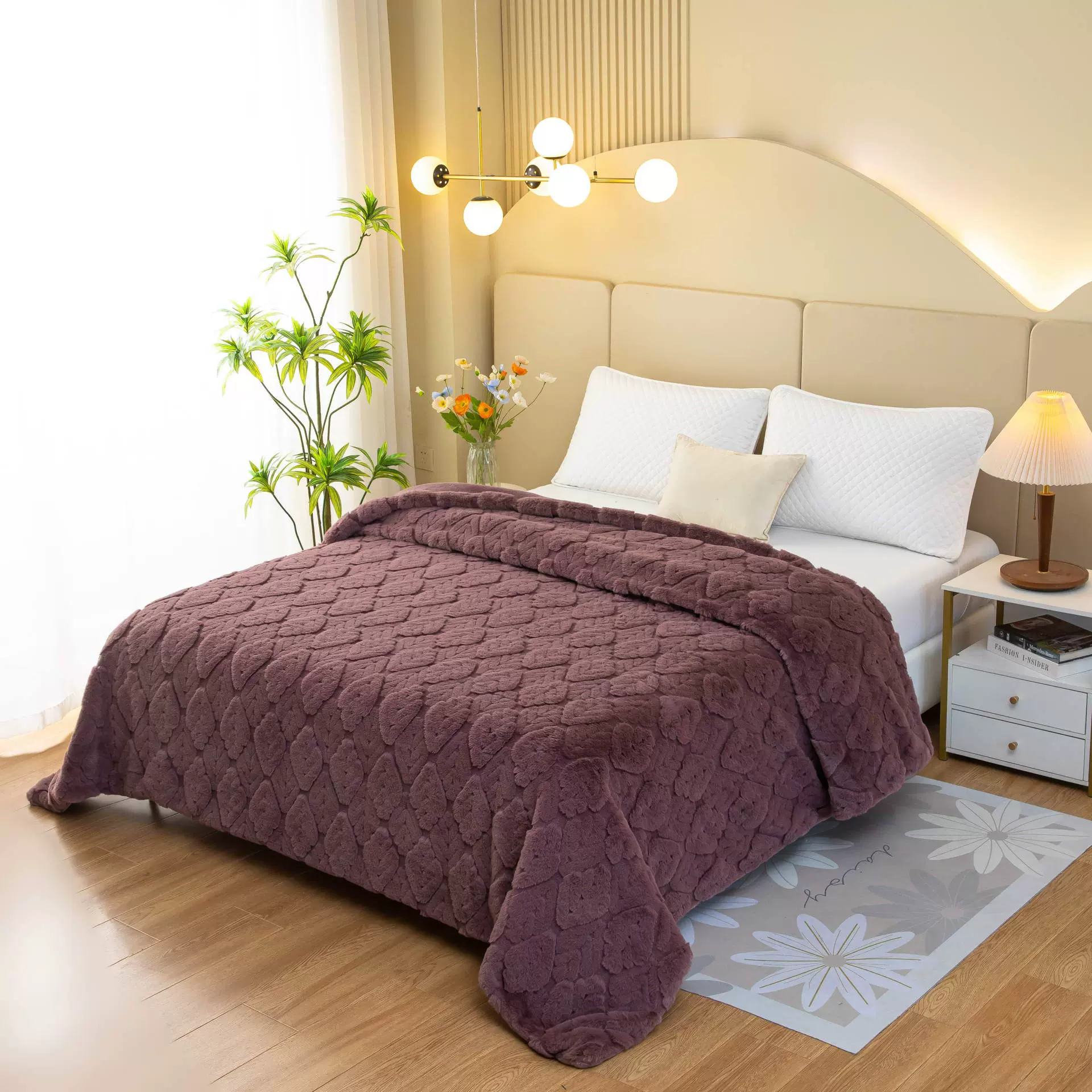 素色高毛高兔毛柔软毯子床上用品工厂直销高质量绒布批发