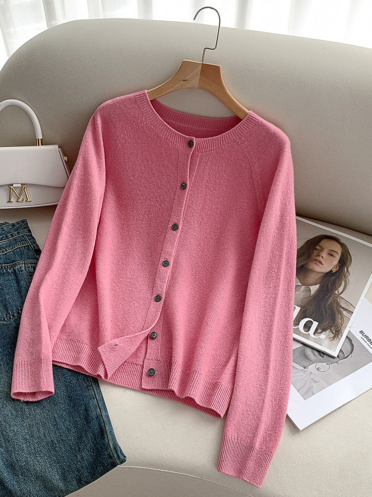 Endi wool cashmere cardigan women's autumn and winter new high-grade fashionable temperament inner knitted bottoming shirt top