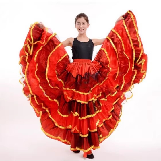 Spanish bullfighting dance skirt belly dance big swing skirt opening dance performance costume skirt