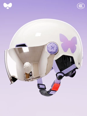 3C Certified, Winter Warm and Cute — Motosiklet kaskı (dəbilqə) - 3c-white-butterfly-electroplated-short-mirror-class-a-new-national-standard-one-size-fits-all
