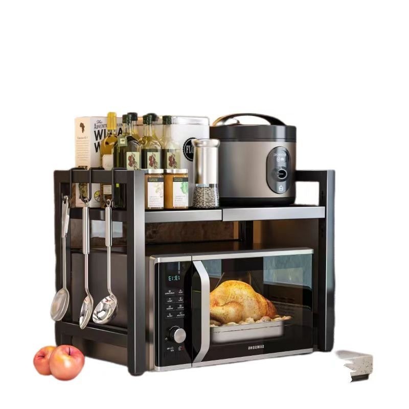 キッチン収納ラック電子レンジ格納式家庭用二層オーブンラックカウンタートップキッチン用品多機能収納ラック|undefined