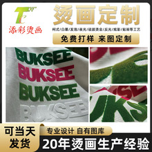 3d立体植绒烫画个性字母拼色logo厚板布贴绒面热转印烫画贴定制
