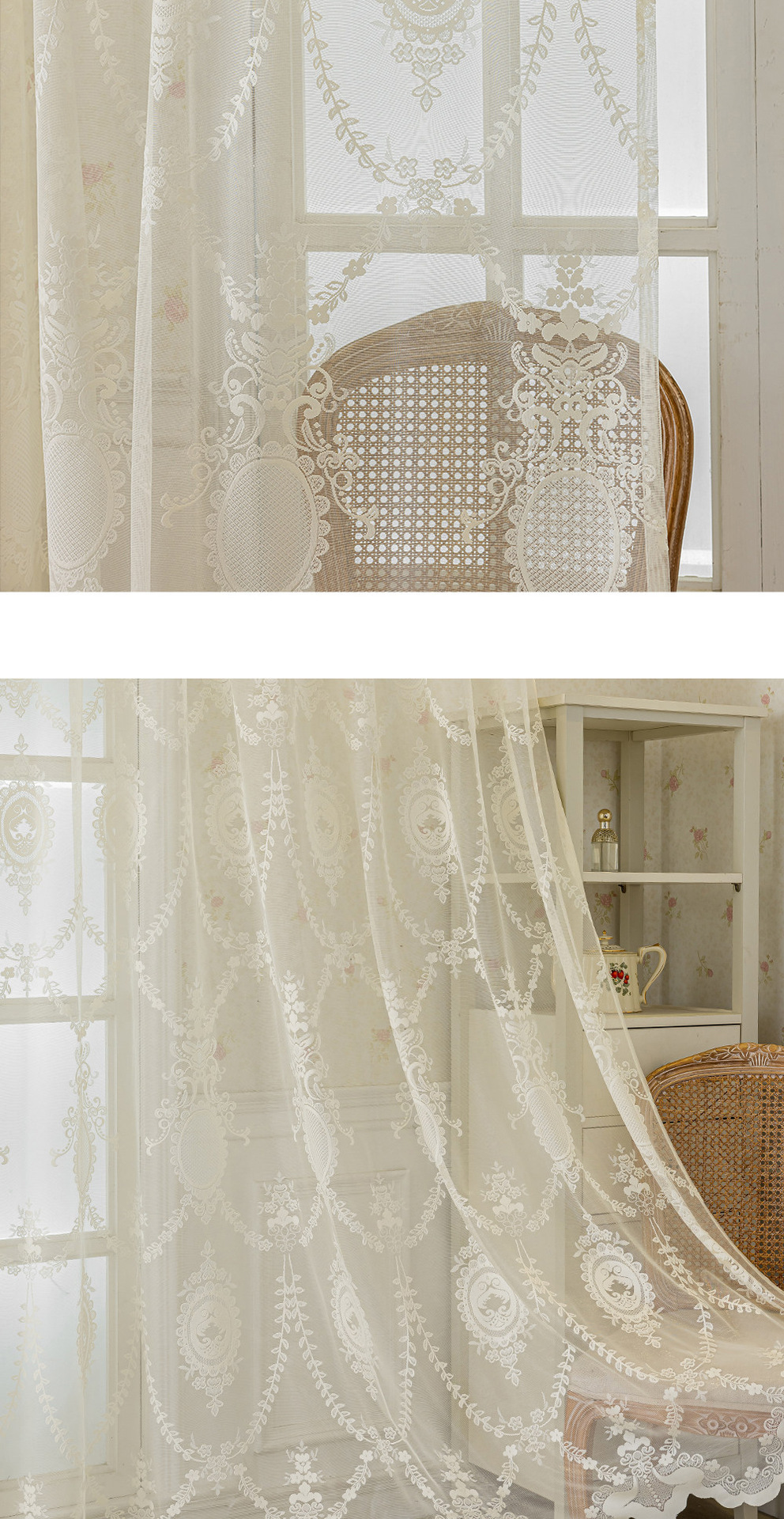 Embroidered Green Leaf Window Curtain American Style For Home_voghion.com