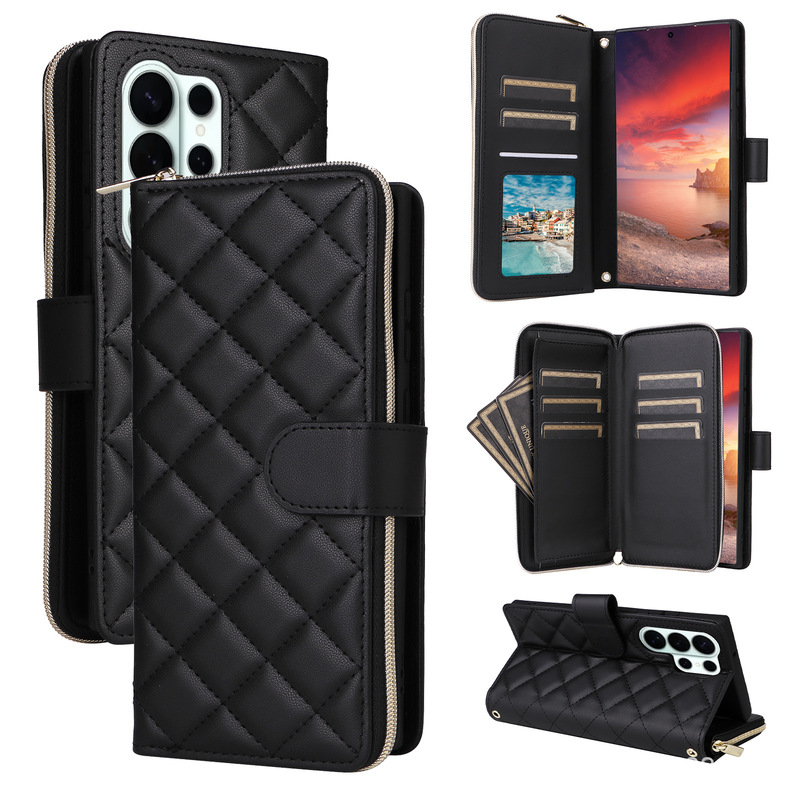 Suitable for Samsung S26Fe Small Chanel-Style Crossbody Zipper Wallet Case S25/S24/S23 Card-Inserting Phone Leather Case Suitable for Samsung S26Fe Small Chanel-Style Crossbody Zipper Wallet Case S25/S24/S23 Card-Inserting Phone Leather Case