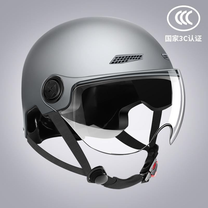 Helmet - Universal Motosiklet kaskı (dəbilqə) - cool-gray-transparent-short-visor-lightweight-breathable-one-size