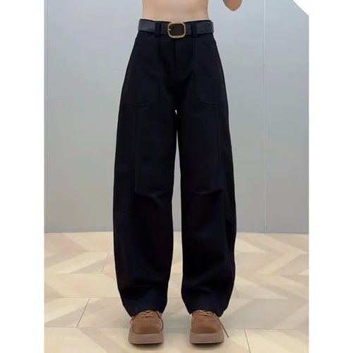 Black Curved Knife-Hilt Jeans Slim Straight Leg Women's 2025 Plus Size Fat Mm Slimming Pants