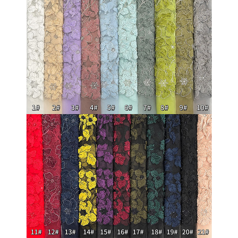 Multicolor estereoscópico diafragma bordado tubo de perlas tela de bordado tela de bordado vestido de etapa de fiesta tela de bordado image 5