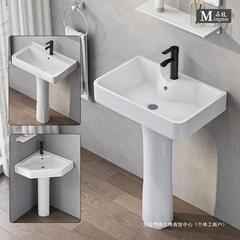 柱式洗面器小戸型トイレ三角柱盆一体陶磁器ミニ床洗面器ベランダ
