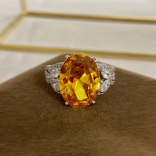Live Streaming Traffic Bonus Dove Egg Yolk Topaz Ring for Women, Deep London Blue Topaz Open Colorful Gemstone Ring