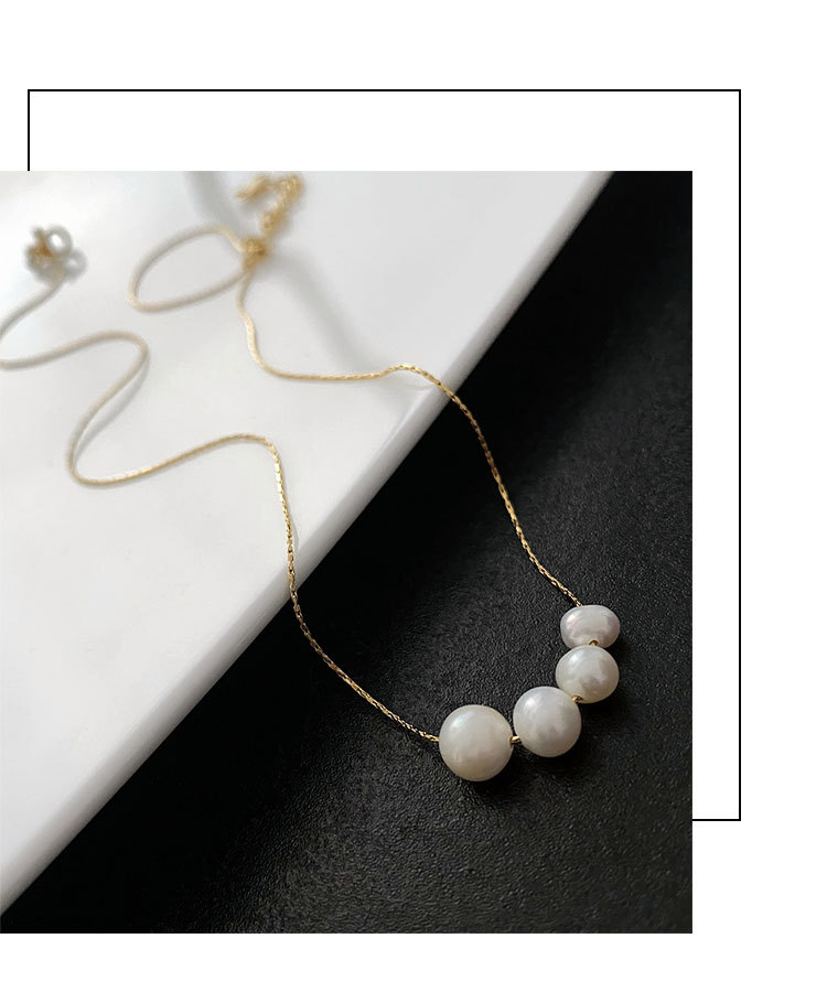 Fashion Solid Color Titanium Steel Pearl Necklace Colorza_colorza_4