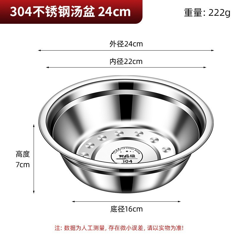 [Extra Thick Type-2 Pack] 304 Stainless Steel Basin 24CM