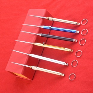 Portable toothpick combination one toothpick cylinder titanium alloy spring telescopic toothpick diy key chain pendant wholesale