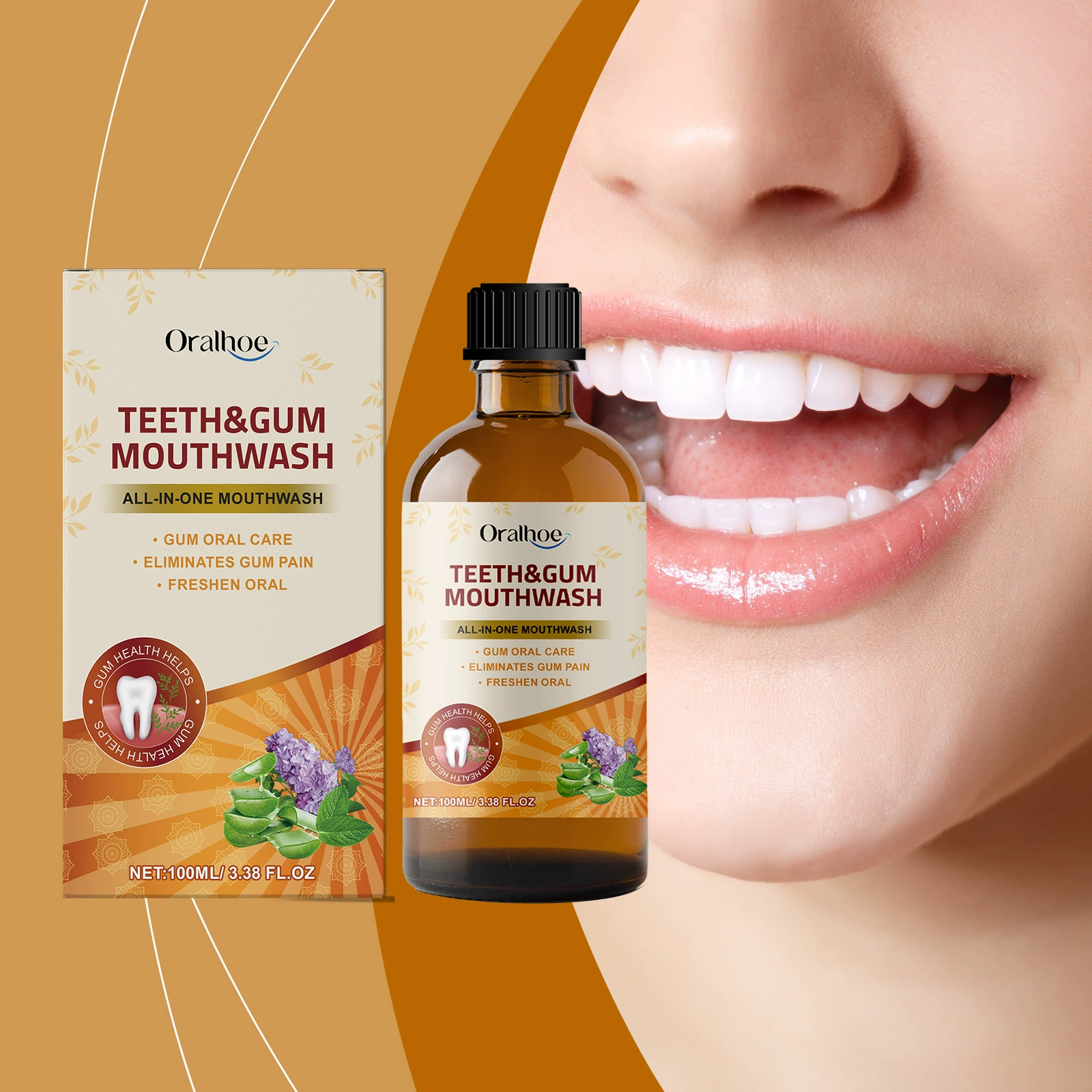 ORALHOE Травы для полоскания рта Травянистые ингредиенты для нежной чистки зубов, пятна на зубах, запах Ежедневный уход для полоскания рта