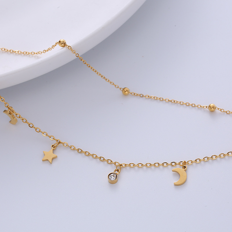 Sweet Star Moon Titanium Steel Bracelets Plating Inlay Zircon Stainless Steel Bracelets