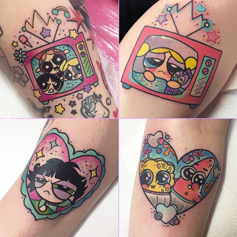 Powerful Powerful Flying Girl Police Cute Cartoon Tattoo Sticker Waterproof Women's Lasting Simulation ins Style Dark Style Powerful Powerful Flying Girl Police Cute Cartoon Tattoo Sticker Waterproof Women's Lasting Simulation ins Style Dark Style