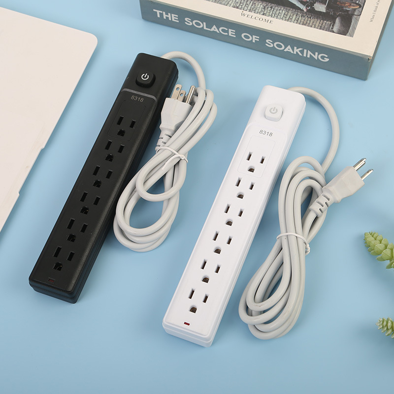 外贸插排南美6孔插排美标美式插黑白混色总开关控制