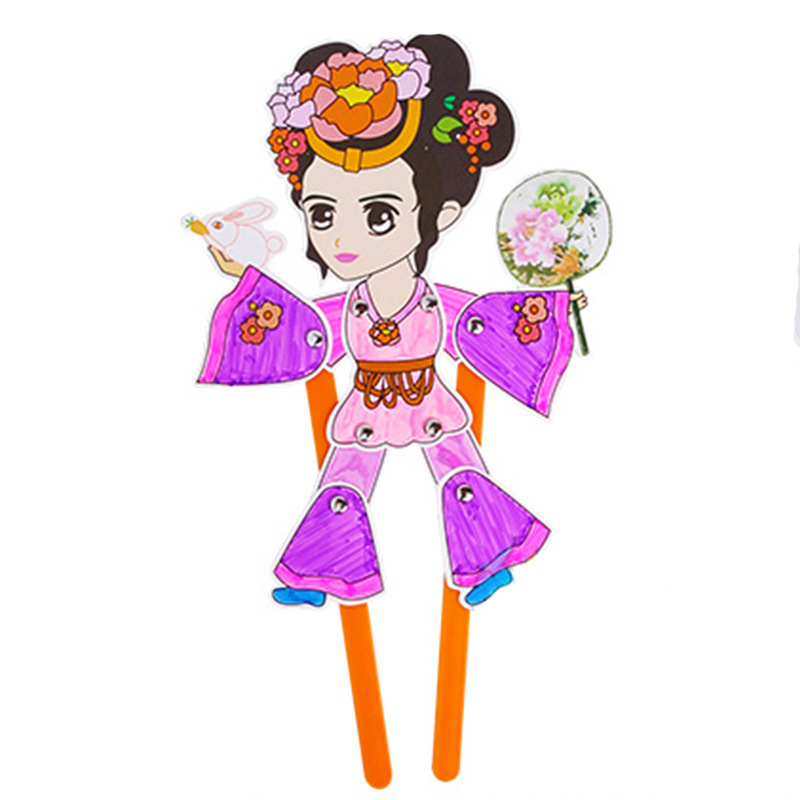 Juego de sombras Diy hecho a mano Viaje al oeste Personajes Puzzle para niños Paquete de material de pintura Jardín de infantes Juguetes de ensamblaje creativo