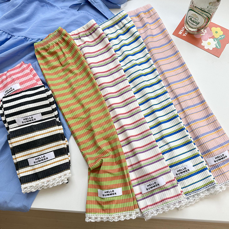 Guantes solares de mujer de verano encaje color rayas conducir manga manga brazo manga manga decoración brazo manga de hielo