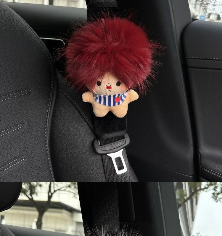 Cute Afro-Style Car Seatbelt Shoulder Pads, Car Seatbelt Covers, Car Interior Decoration Items, Anti-Neck Strangulation