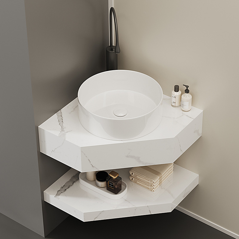 Triangular Washbasin Double-Layer Slate Washbasin Corner Washbasin Small Space Corner Countertop Basin