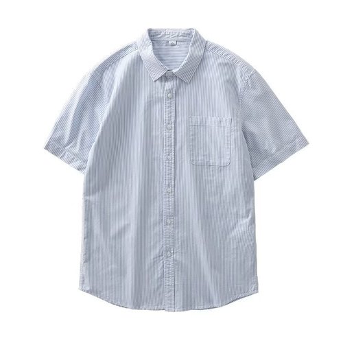 Summer Striped Collar Short-Sleeve Shirt for Men, Japanese Style, Uncommon Fashion Brand, Instagram-Inspired Casual Loose-Fit Thin Top Coat