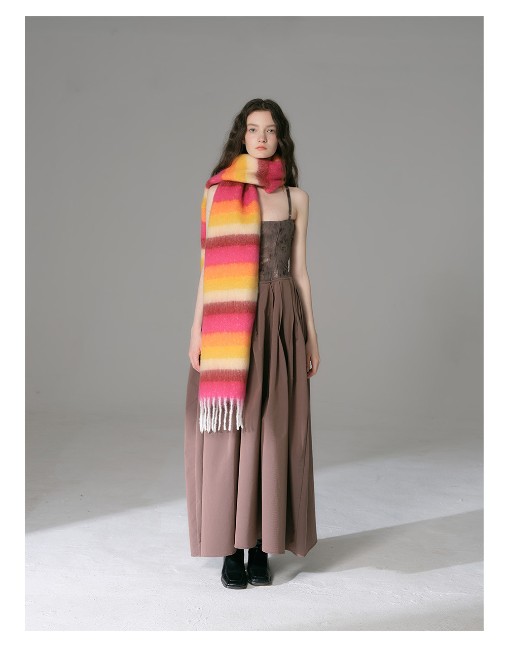 Sciarpa a righe dopamine donna imitazione cashmere morbido collo_voghion.com