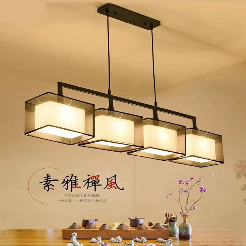 新中式吊灯餐厅灯三头客厅中国风茶室吧台禅意现代简约饭厅长方形|undefined