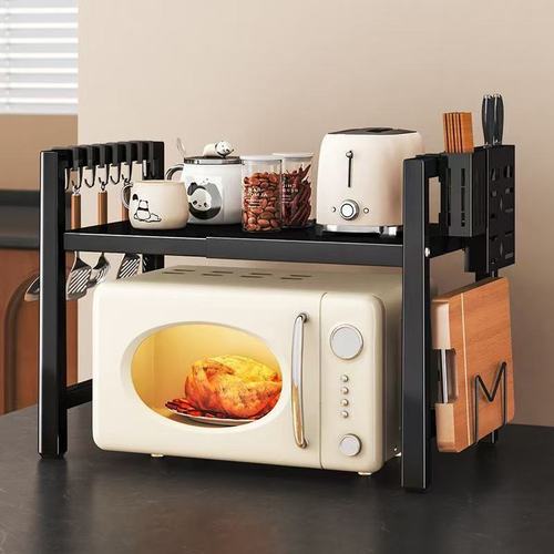 Microwave shelf, extendable kitchen storage rice cooker oven rack, home countertop stand, desktop shelf